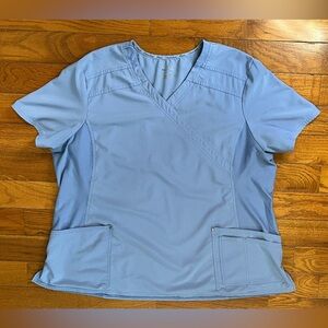 Women’s Cherokee iFlex Light Blue Mock Wrap Scrub Top Size 3XL